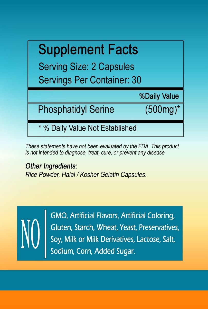 Phosphatidylserine Capsules 500mg Serving PS500 – Super Potency