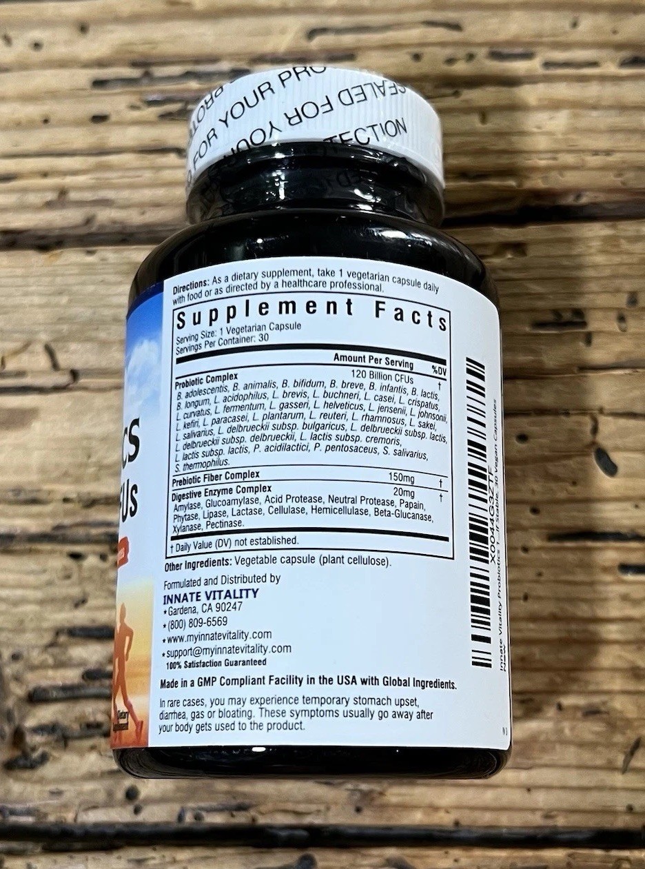 Innate Vitality Probiotics 120 Billion CFUs for Men & Women – 30 Capsules