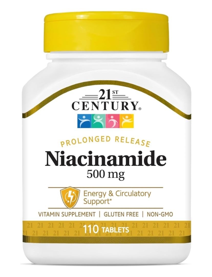500 mg Niacinamide Tablets – Gluten-Free and , 110 Count for Optimal Health