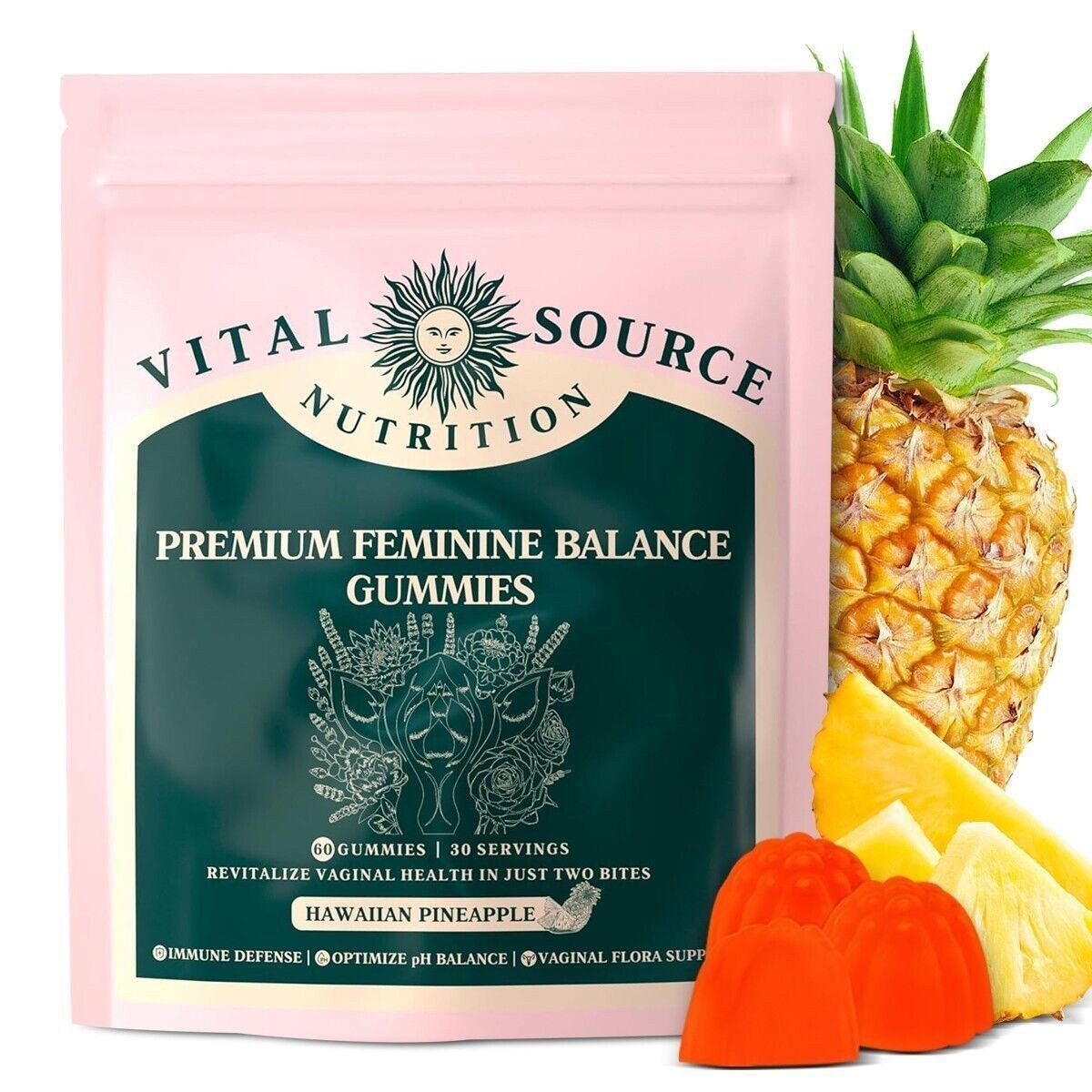 Vital Source Feminine Balance Gummies Hawaiian Pineapple Buy 2 Get 1 Free(ADD 3-