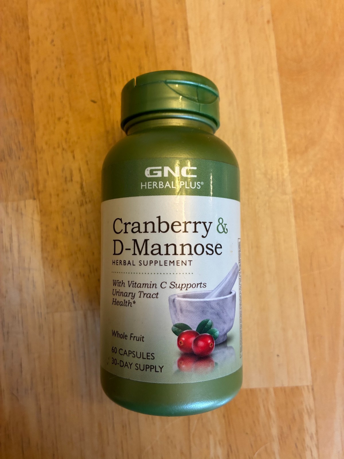 GNC Herbal Plus Cranberry & D-Mannose – Whole Fruit – 60 Capsules 06/2028