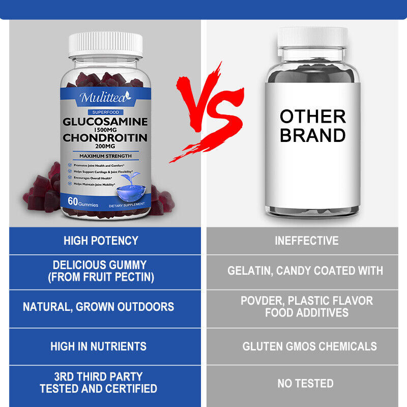 Glucosamine Chondroitin Glucosamine Sulfate For Bones, Joint Support 60 Gummies