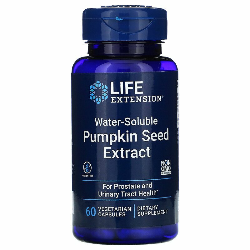 Life Extension Water-Soluble Pumpkin Seed Extract 262mg 60Veg Caps Urinary Tract