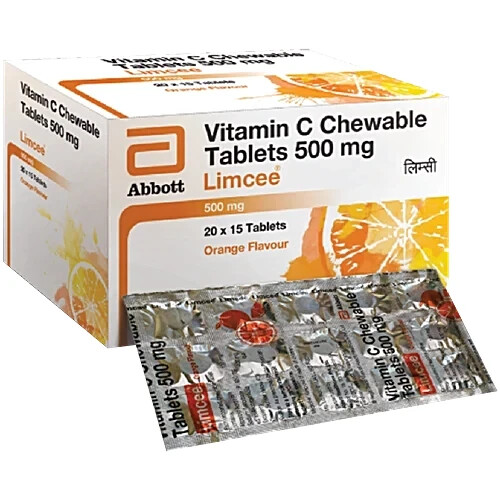 Limcee Vitamin C 500mg – 105 Orange Chewable Tabs for Immunity Support