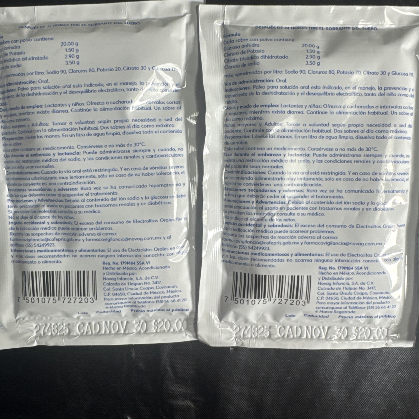 ELECTROLITOS ORALES EN POLVO HYDRASOR SABOR NATURAL 27.9G (4PCS) MEXICO