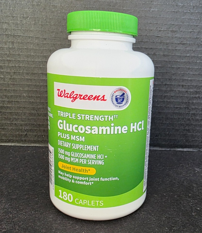 6x Walgreens Triple Strength Glucosamine HCI+MSM 180 Joint Health Caplets *8/25*
