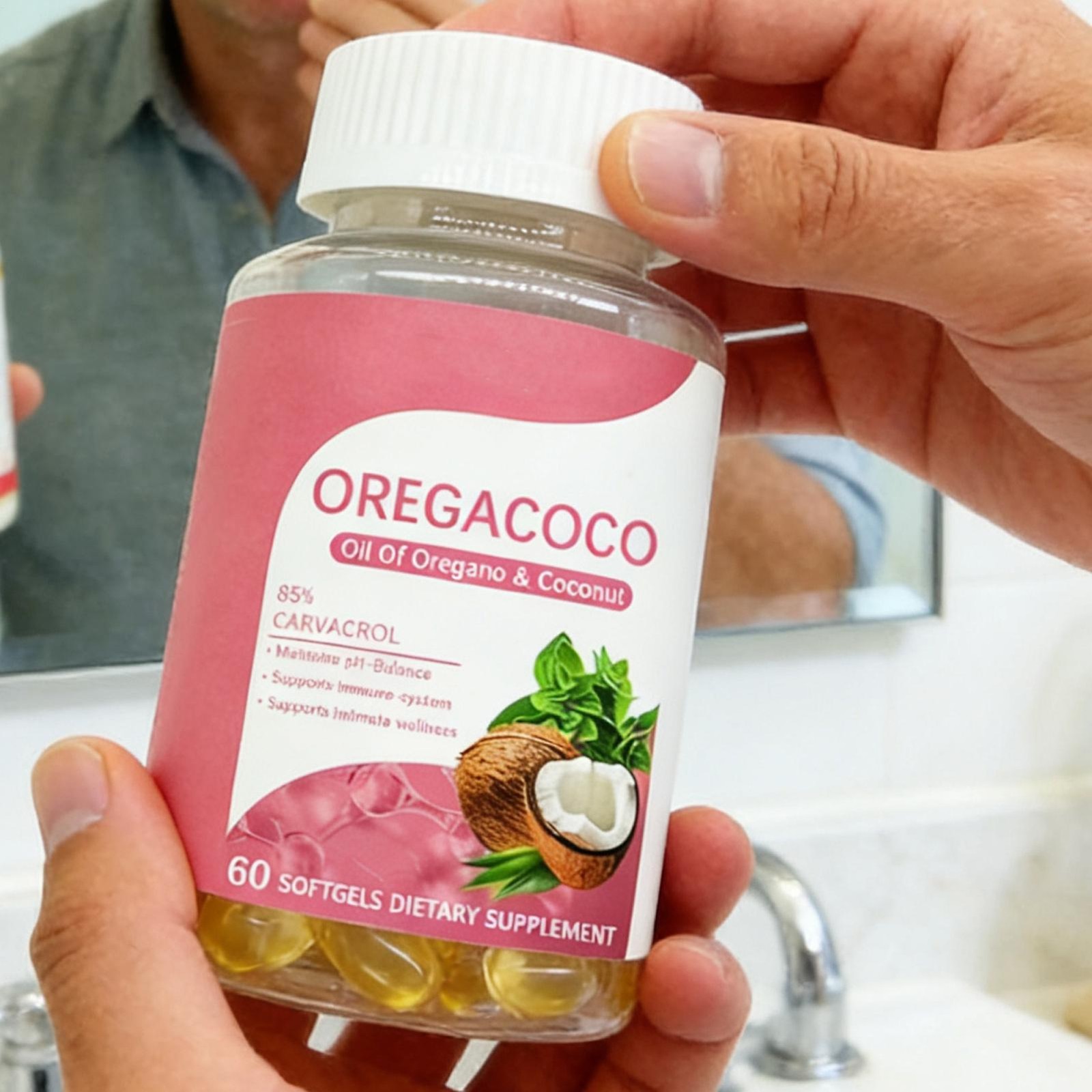 Premium Oregano Herbal 60ct Coconut Oil Softgels OregaCoco Supplement