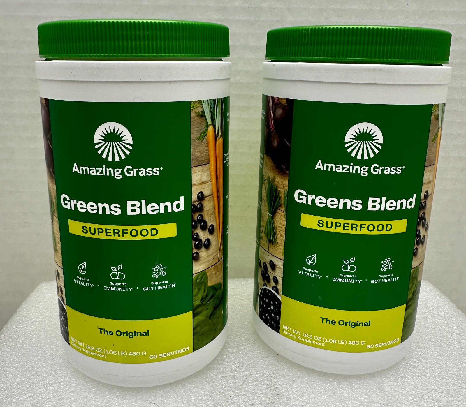 x2 Amazing Grass Greens Blend Superfood The Original Drink Powder 60 Servings