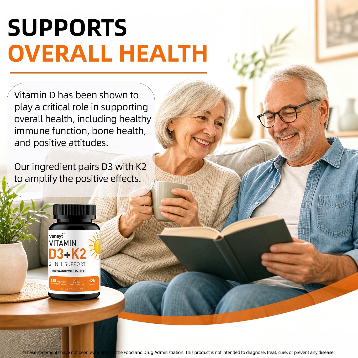 Vitamin D3 5000 IU + K2 90mcg 120 Capsules Extra Strength D3 K2 Supplements