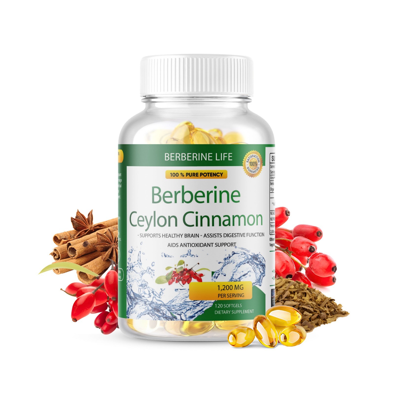 3 Packs Berberine 1200mg High Abosorption 360 Blood Sugar Immune 6 Months Supply