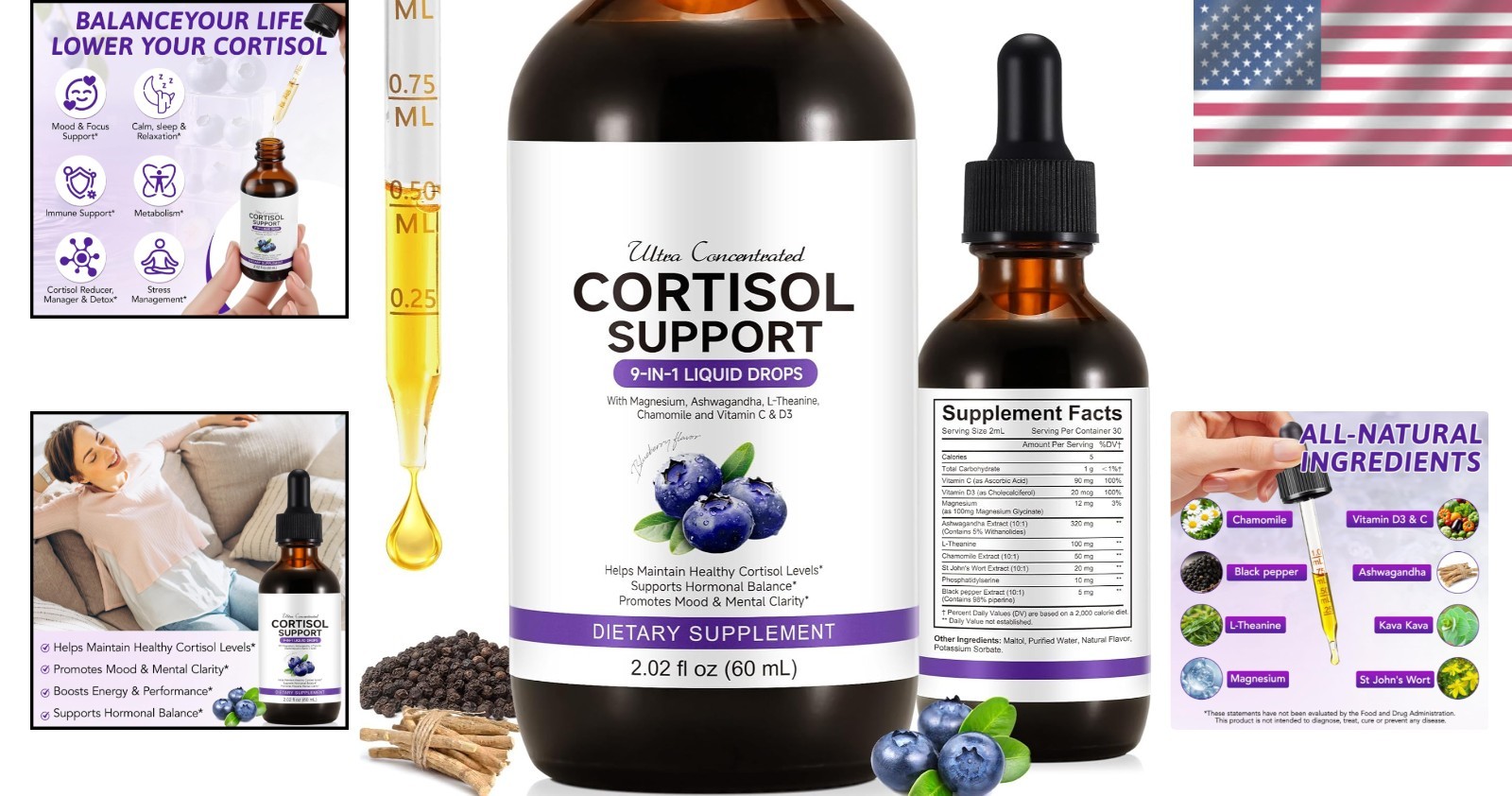 Ultra Concentrated Cortisol Support – 10-in-1 Formula for Relaxation & Focus