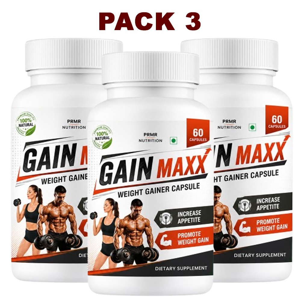 (PACK 3) Gain Maxx Weight Gainer Capsules Increase Support Weight Gain -180 Caps