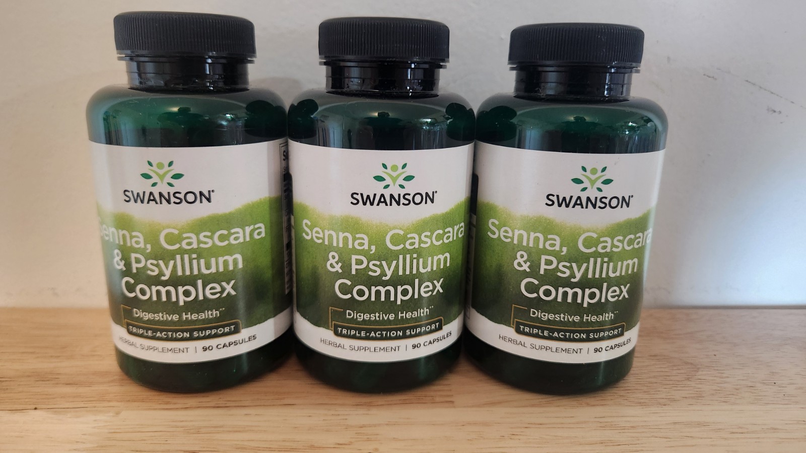 3 BOTTLES Swanson Senna Psyllium Cascara Complex 90 Capsules EACH 2027 NEW