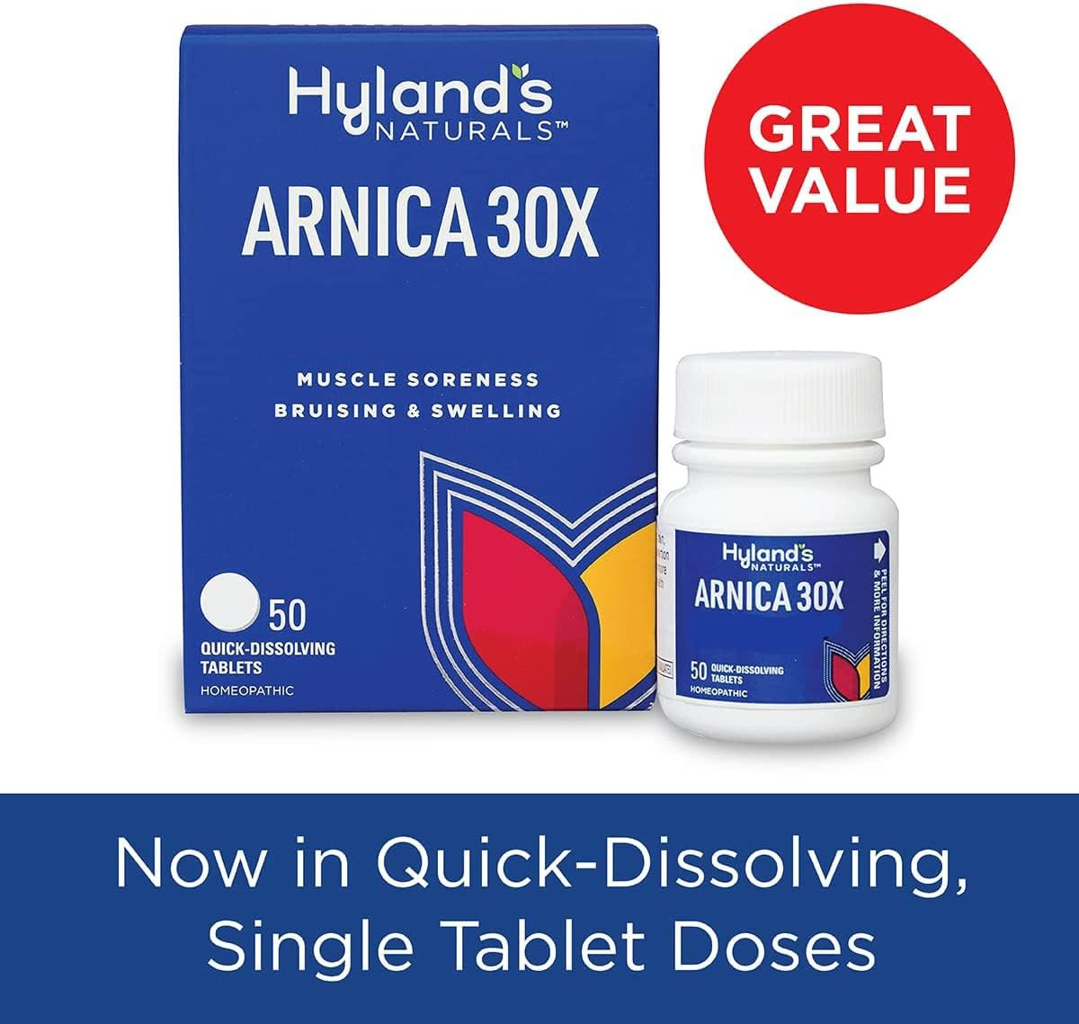 Hyland’s Arnica 30x 50 Tablets (3 Pack = 150 Tablets), Bruising, Swelling, Mu…