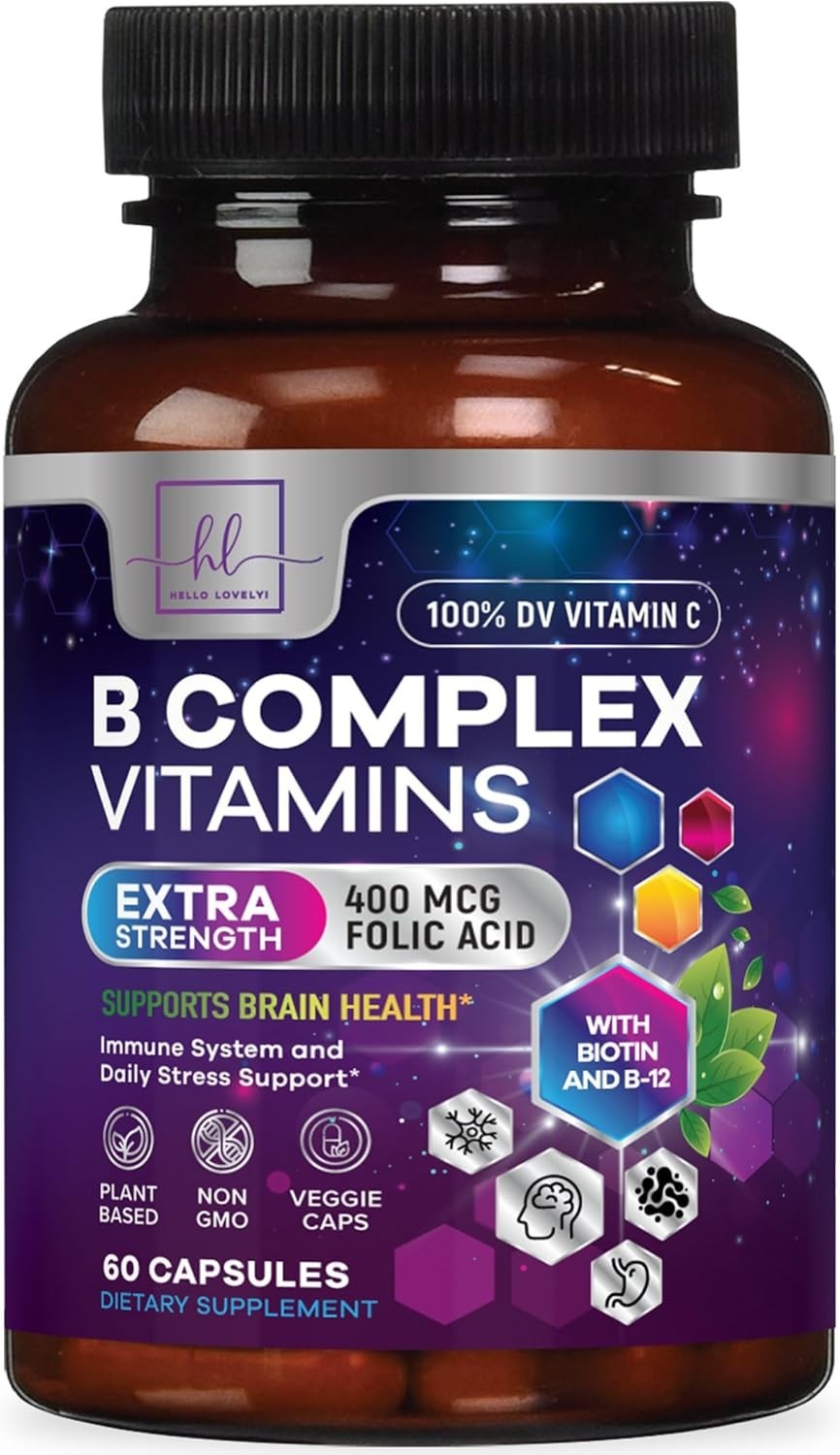 B Complex Vitamin Supplement 1000mcg – 3X Strength with Vitamin C & Folic Acid