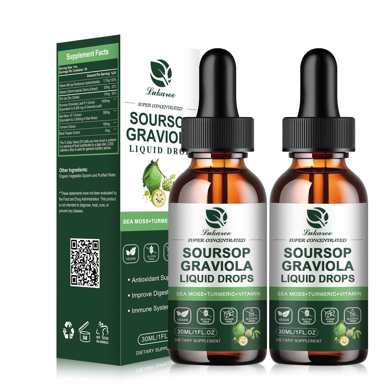 Soursop Graviola Drops 1000mg,High-Efficiency,Support Immune,Relaxation Supply