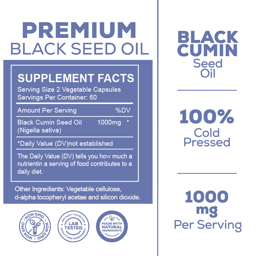 Original Black Seed Oil Hard Capsules 100% Virgin Cold Pressed 1000mg 120 Pills