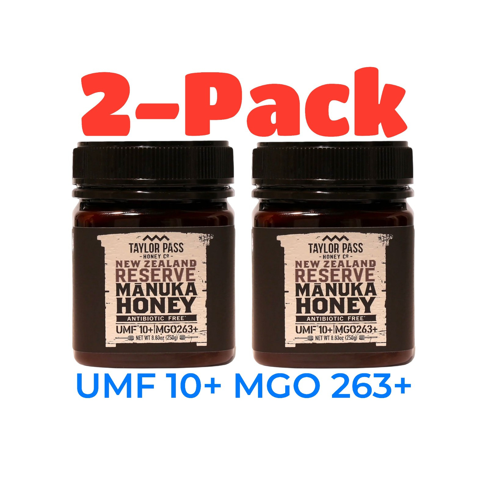 MANUKA HONEY 2 PACK UMF 10+ 8.8oz ea Total 17.6oz New Zealand Taylor Pass
