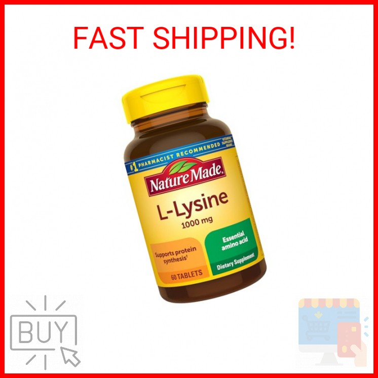 Nature Made L-Lysine 1000 mg, Dietary L-Lysine Supplements, 60 Tablets, 60 Day S