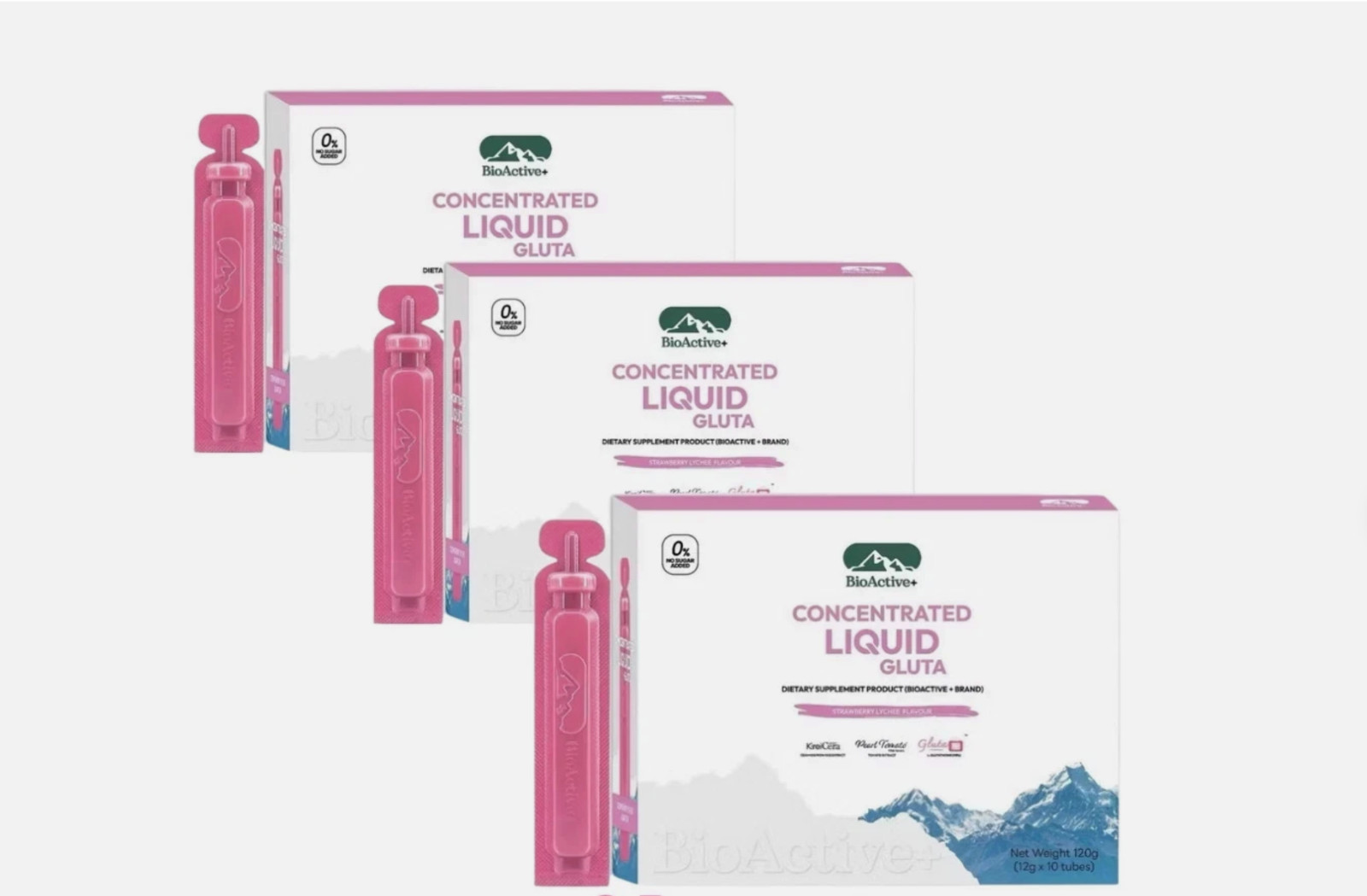 BioActive Liquid Double Gluta Drink Strawberry Glow Skin Whitening Bright X 3