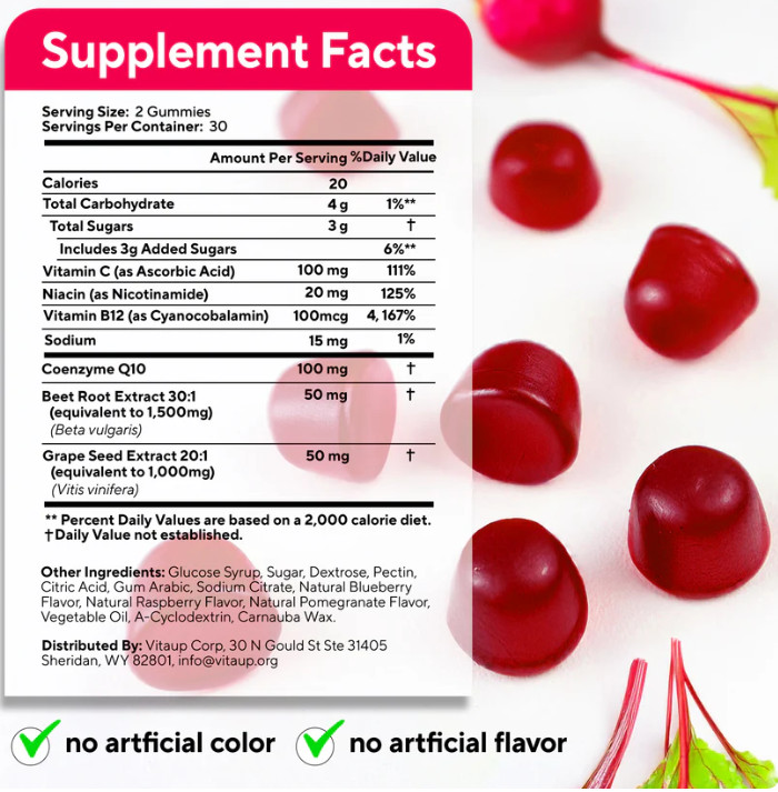 Beet Root Gummies – Beet Gummies 2600Mg – Nitric Oxide Gummies with Beet Root…