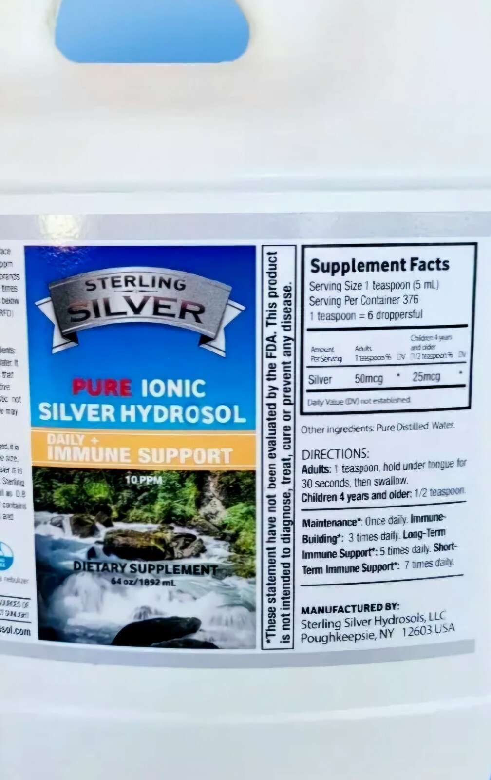 COLLOIDAL SILVER 10 PPM 64 OZ 💯FREE PRIORITY MAIL SHIPPING !