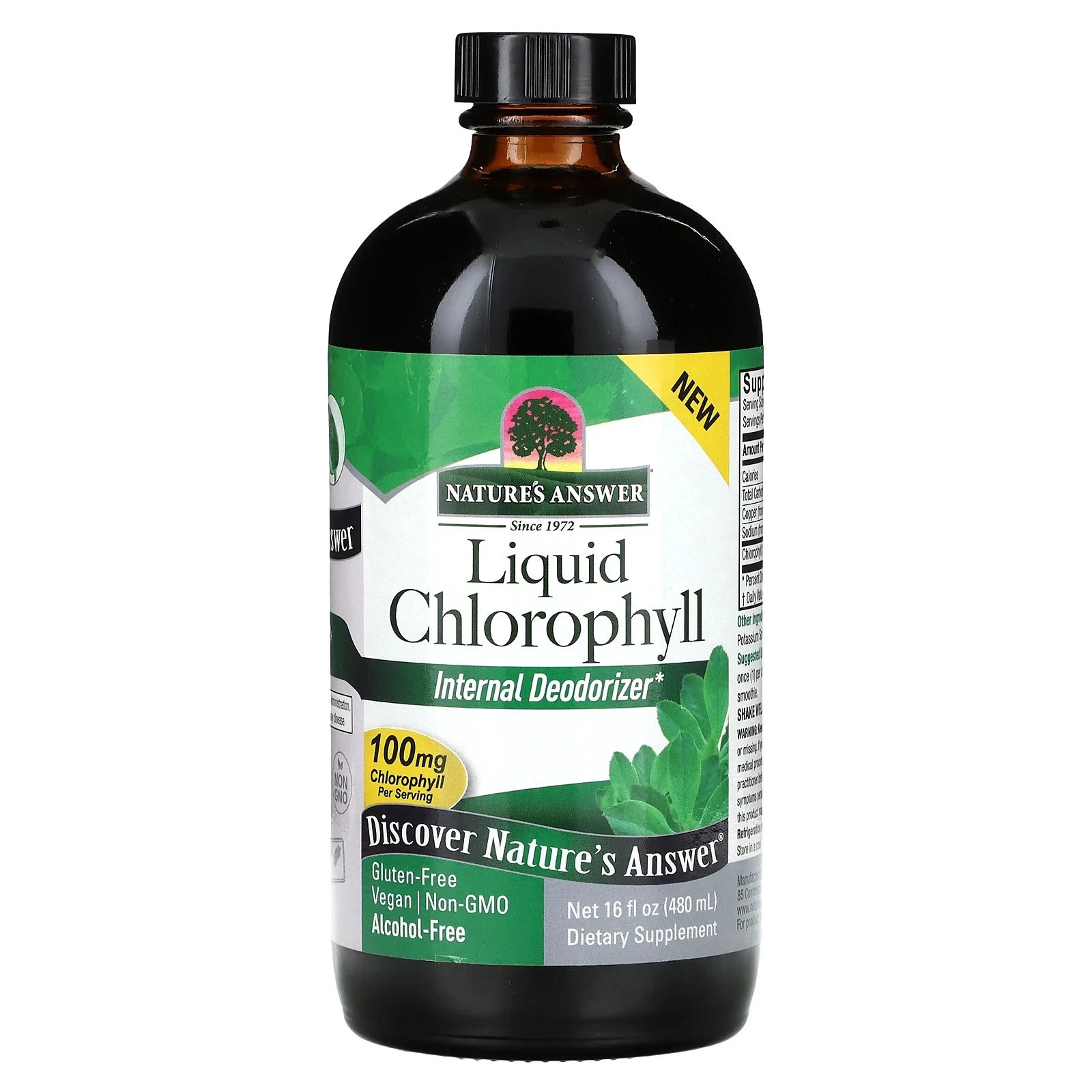 NATURE’S ANSWER Liquid Chlorophyll, 100 mg, 16 fl oz (480 ml) – EXP: 10/2029