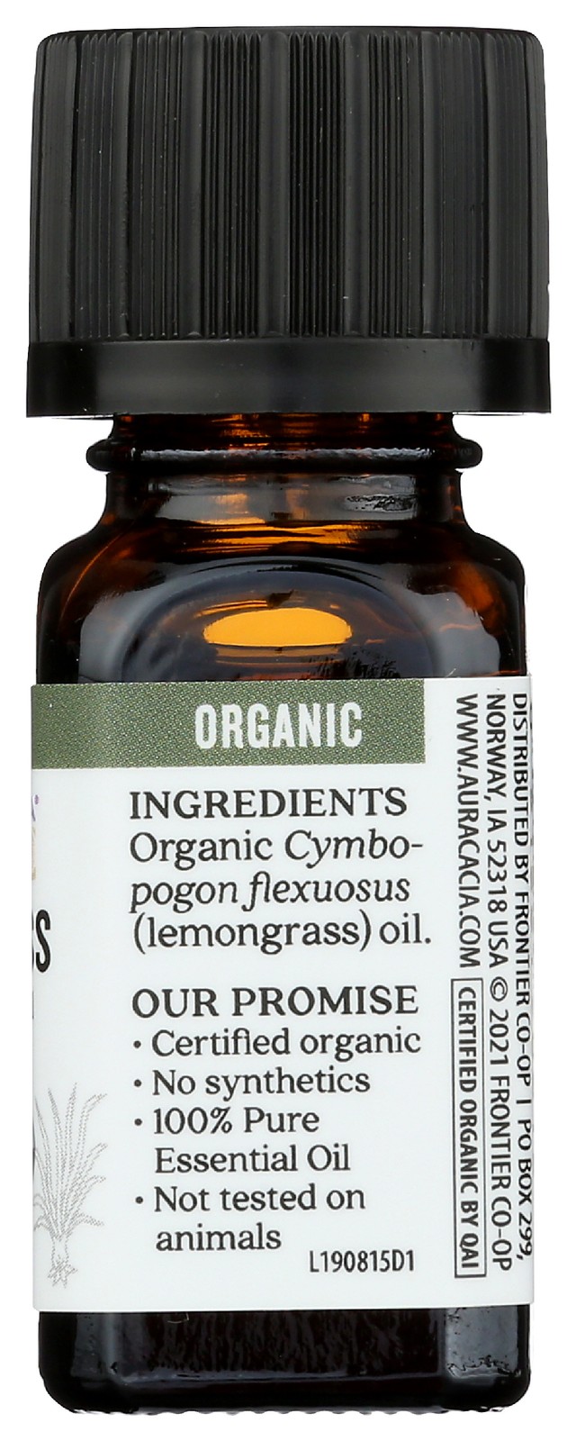 Aura Cacia Organic Lemongrass Essential Oil 7.4Ml Bottle 0.25 Oz 1 Pack