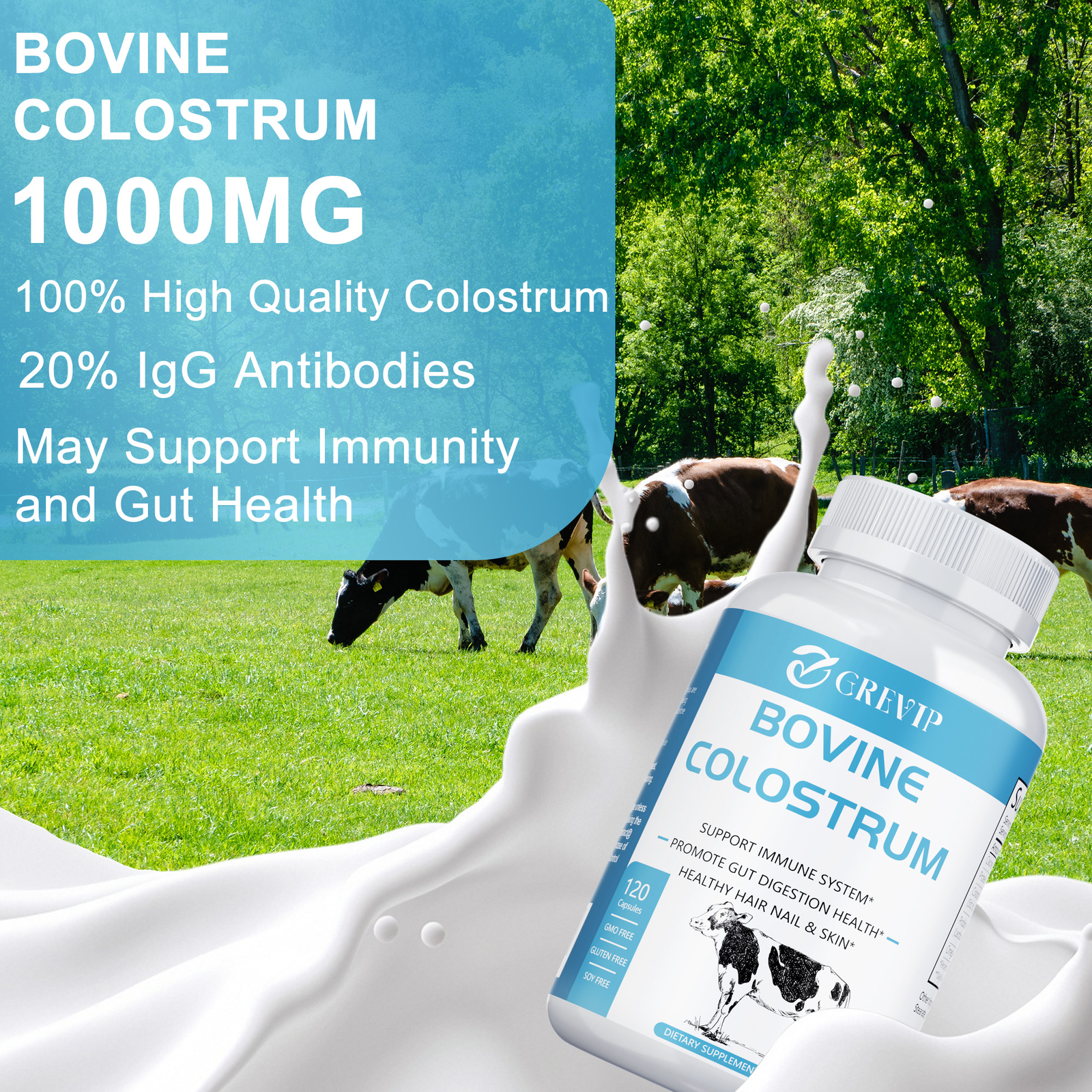 Bovine Colostrum 120pcs -Probiotic, Omega-3 -Immune Beauty Boost Support Non-GMO