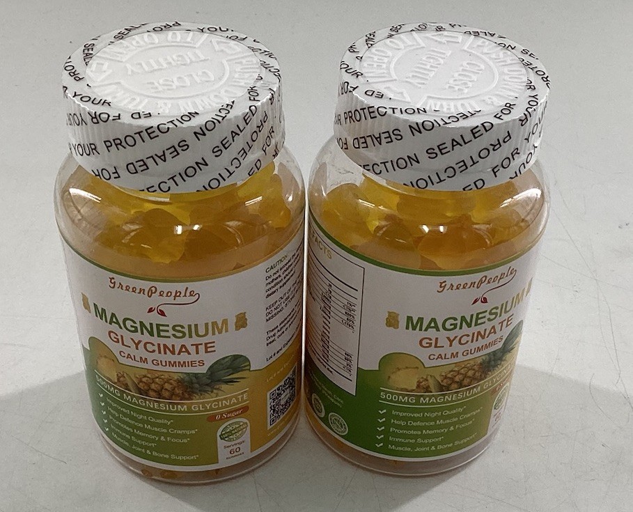 GREENPEOPLE Magnesium Glycinate Gummies 500 mg- 60 Count (Pack of 2). Exp 2/27