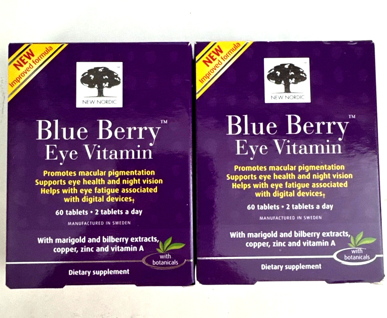 2 New Nordic Blue Berry Eye Vitamin upplement 60 tablets each 09/2026 NIB