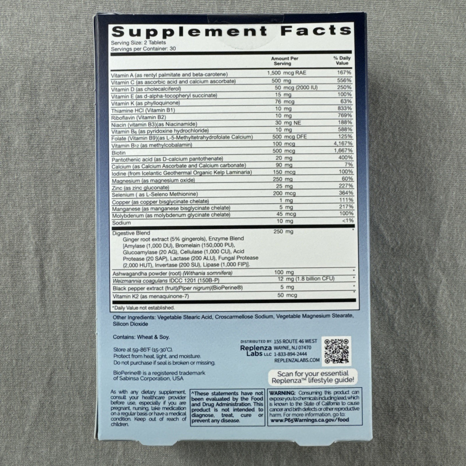 Replenza GLP-1 Support Daily Nutritional Supplement 60ct Exp 09/2027 Lot of 2