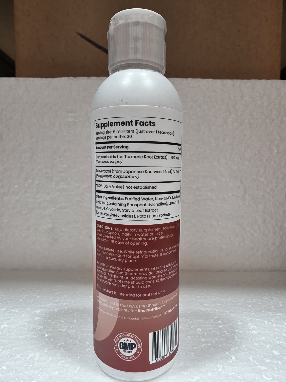 Rho Nutrition Liposomal Curcumin + Resveratrol – High Absorption 6 Oz