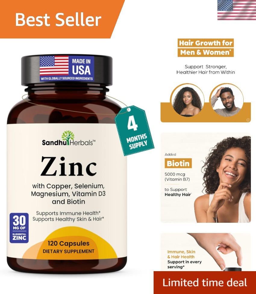 All-in-One Zinc with Copper & Selenium – 120 Capsules for Optimal Hair & Health