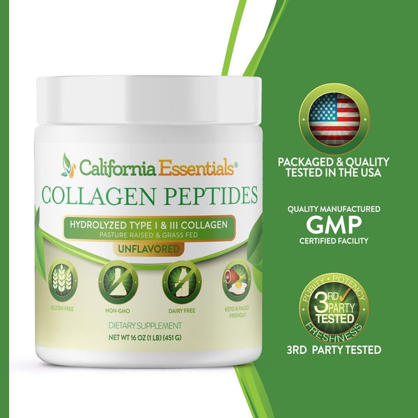 BEST RATED Collagen Protein Peptides Bovine Type 1+3 Grass Fed 2 LBS