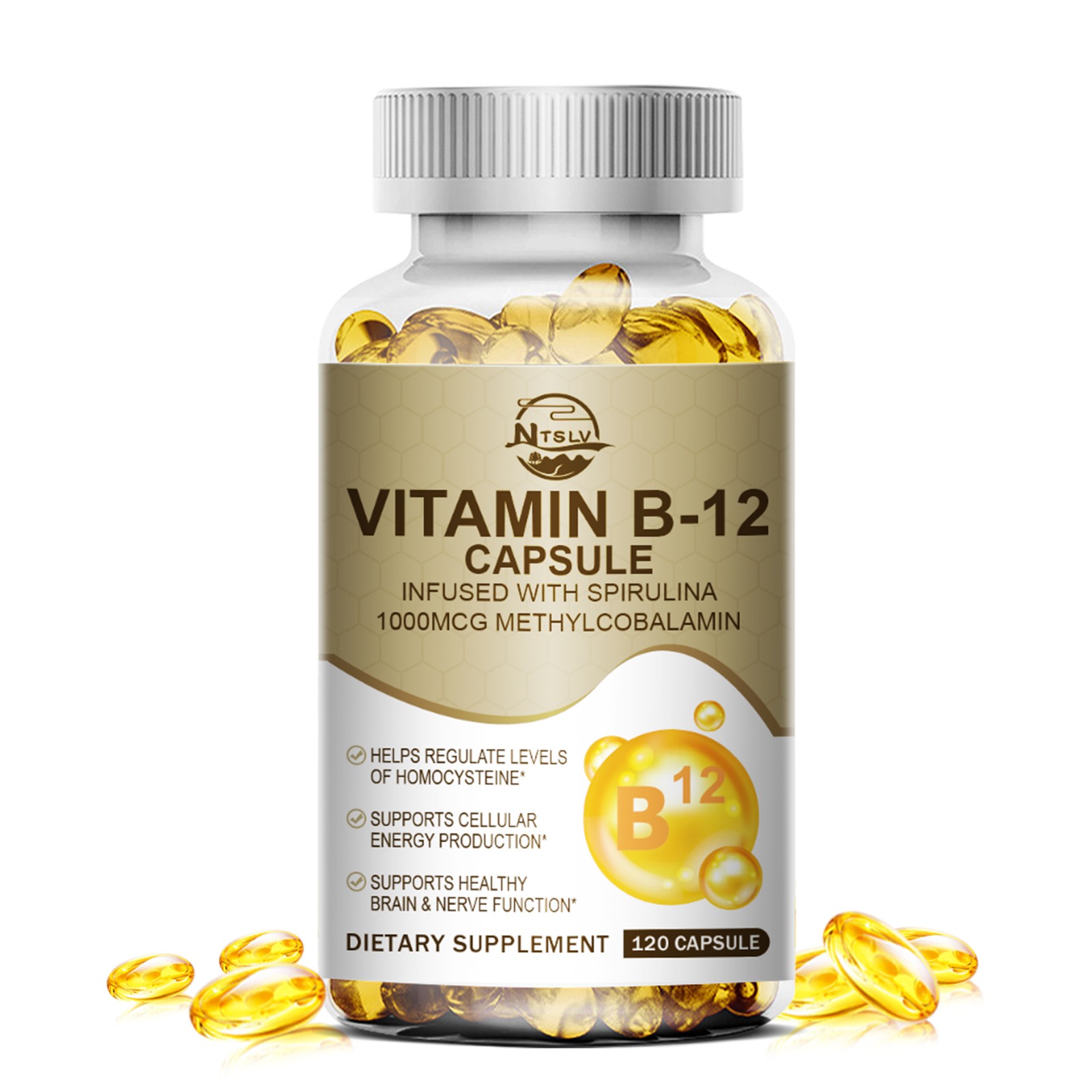 Vitamin B-12 Complex Capsules Energy Support Health Brain Nervous System Pills