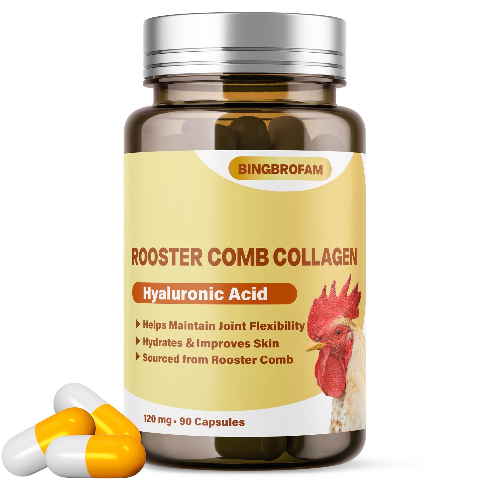 QIFEISHANKA Rooster Comb Collagen, Natural Hyaluronic 1 Count (Pack of 60)