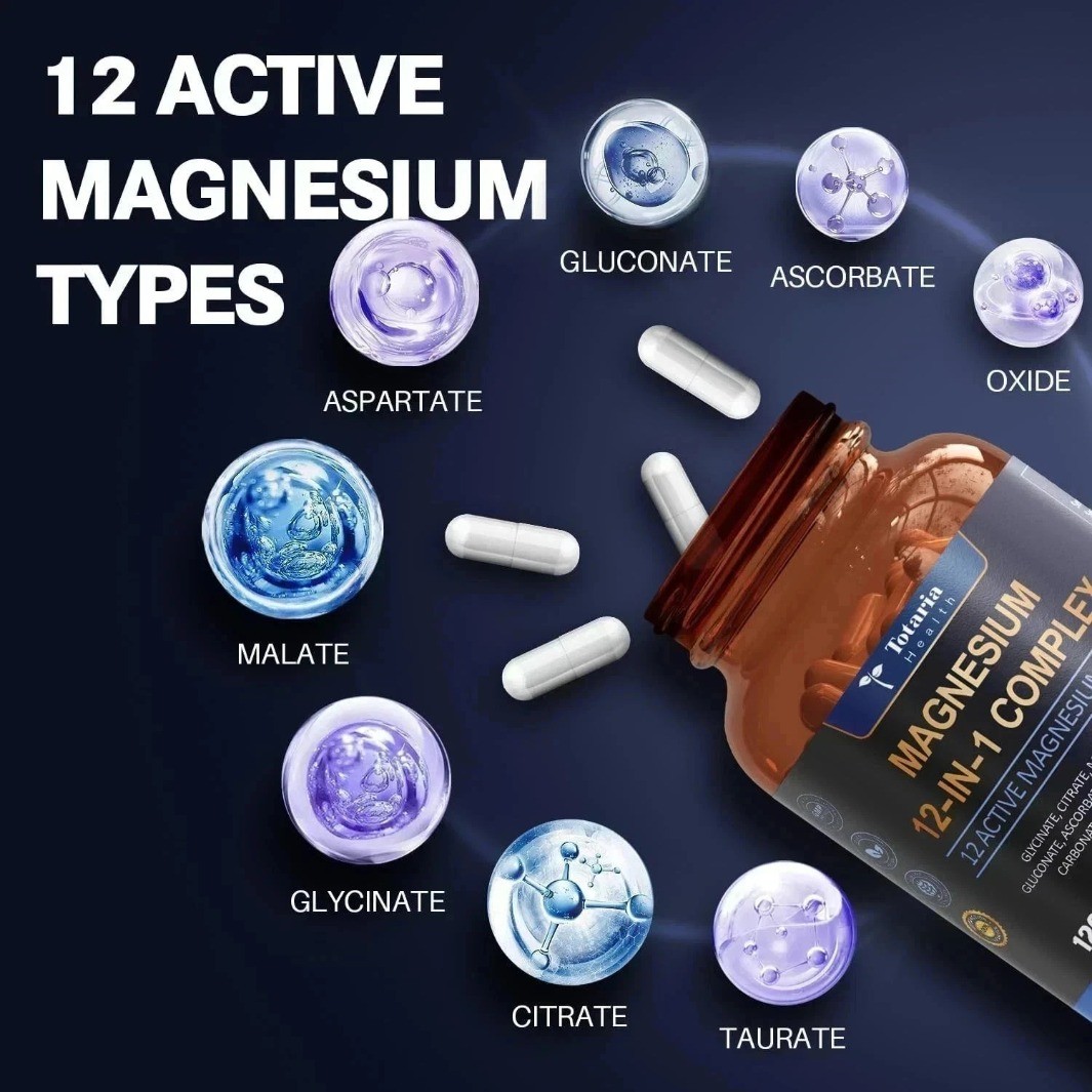 2bottles Magnesium 12 in 1 Complex 700mg -Dietary Supplement 120 capsule exp2028