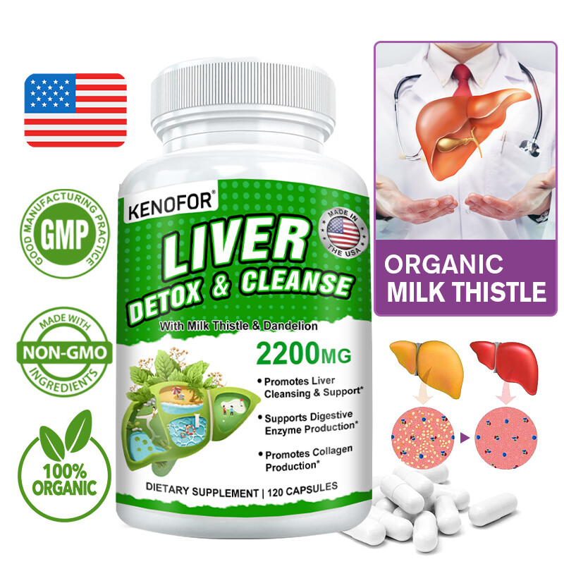 Liver Cleanse, Detox and Repair Formula, Milk Thistle 120 Caps2200 mg Supplement