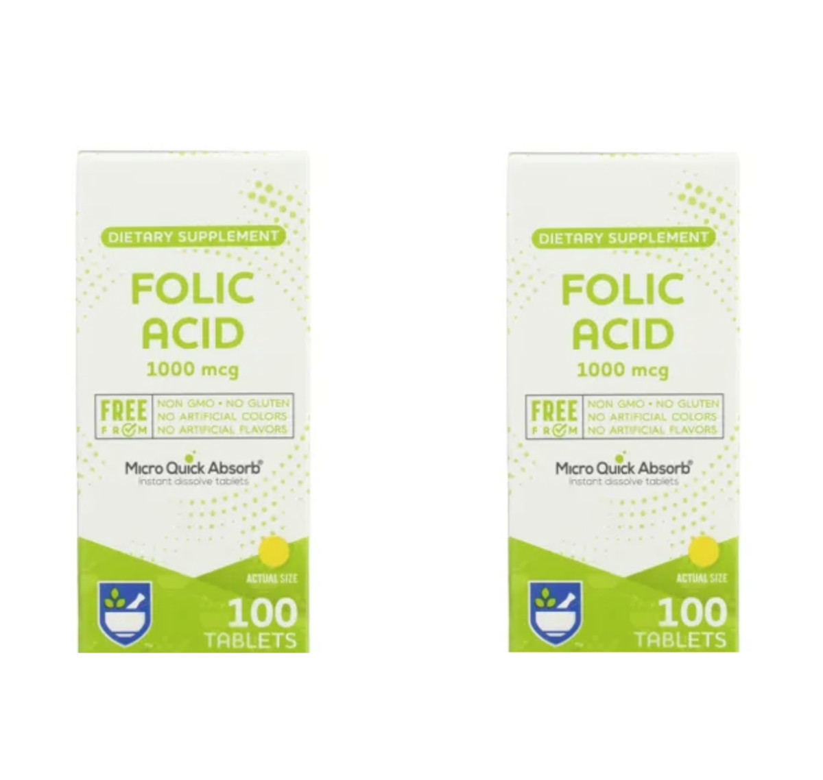 RITE AID TWIN PACK! Folic Acid Instant Dissolve Tablets 1,000 mcg! -200 CT.-NEW!