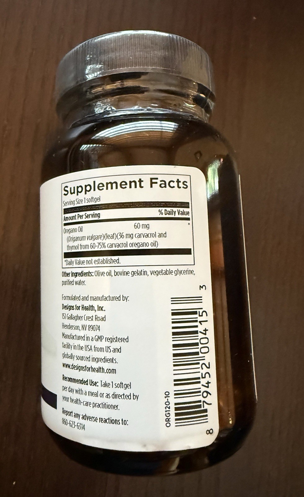 Designs For Health Oil Of Oregano 120 Softgels 60mg Each