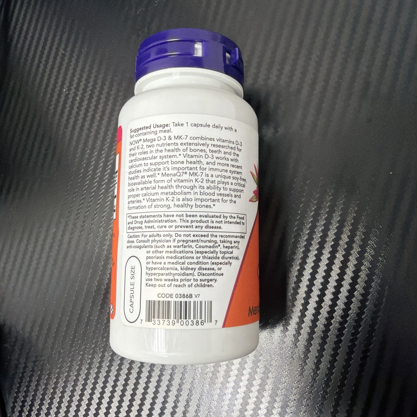 Now Foods Mega D3 & MK-7, 5000 IU/180 mcg. 120 Capsules, Exp 12/2027.