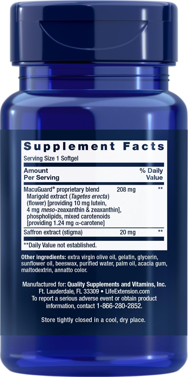 Ocular Support Supplement with Saffron – 120 Softgels, Eye Health Formula