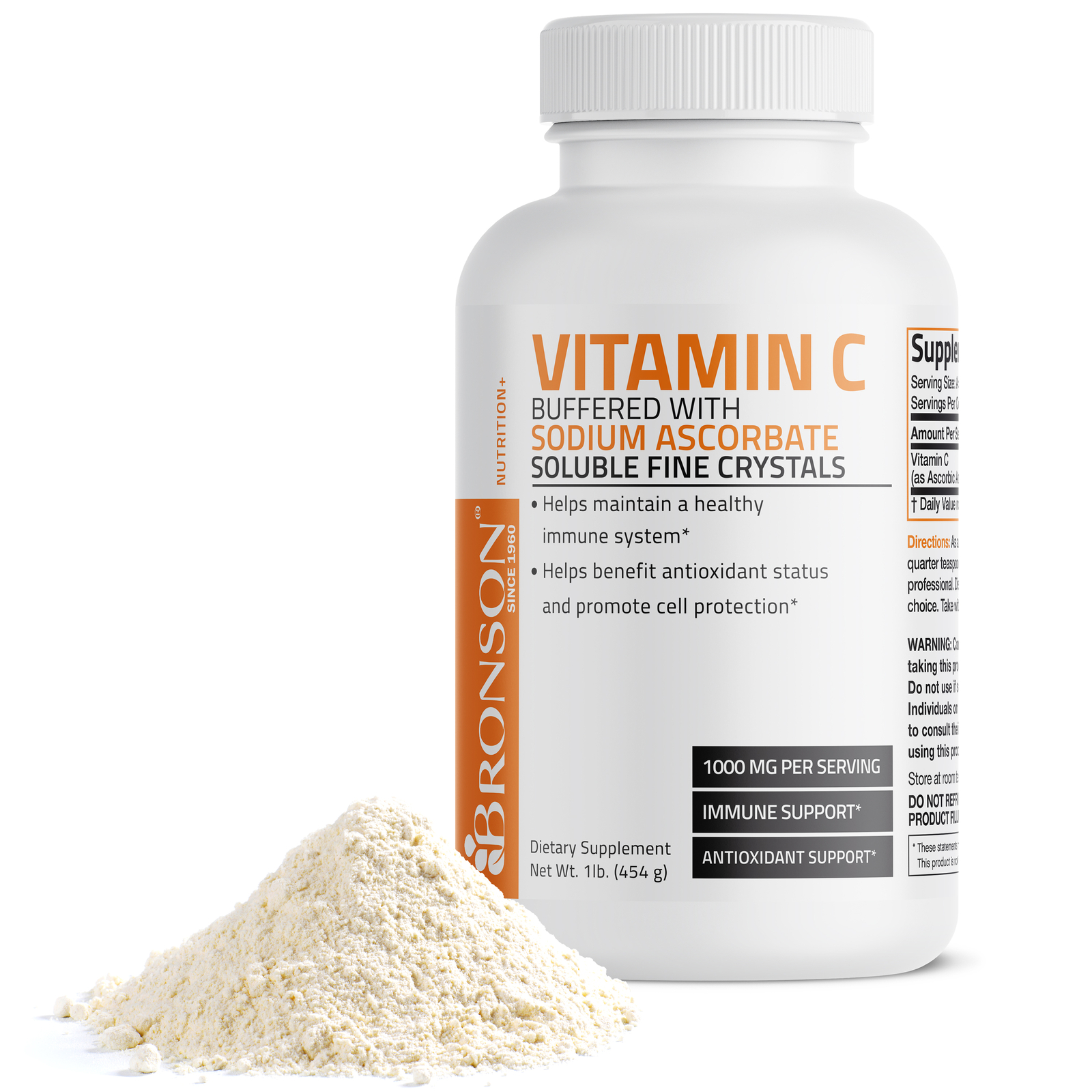 Bronson Buffered Vitamin C Crystals Powder 1 Lb (16 Oz,454 grams) Immune Support