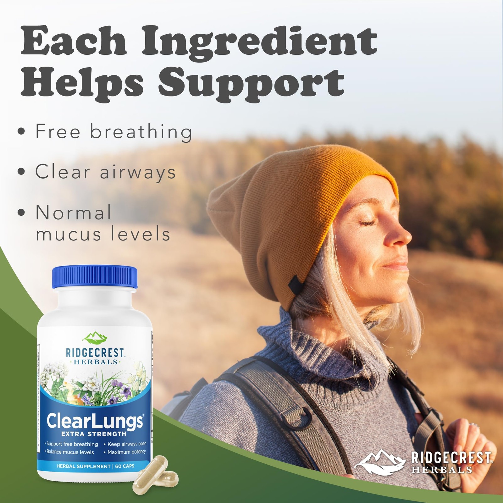 RidgeCrest Herbals ClearLungs Extra Strength, Daily 1 count (Pack of 60)