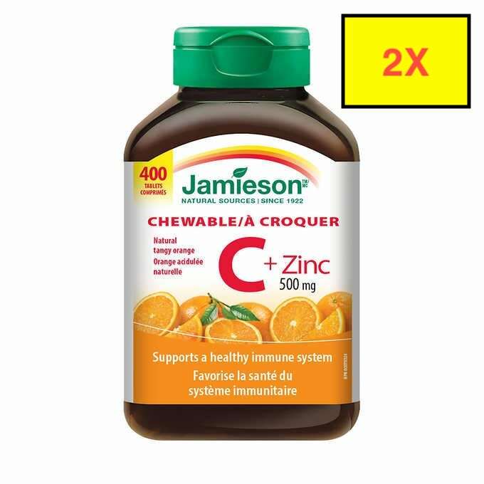 Jamieson Vitamin C + Zinc 500 mg 800 chewables 2 PACK FAST SHIPPING CANADA