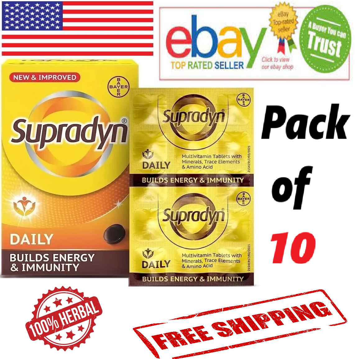 10x Supradyn Daily Multivitamin 60 Tabs Each For Immunity & Energy (Free Ship)