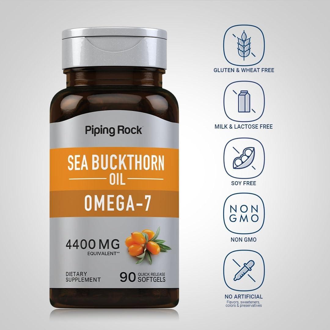 Sea Buckthorn Oil 4400 Mg Omega-7 Superfood Hair Skin & Nails, 90 Softgels