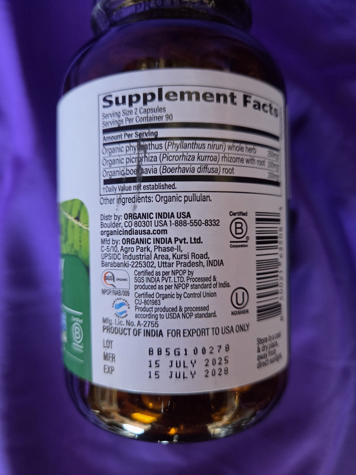 Organic India Herbal Liver And Kidney Support Supplement 180 Count For Detox