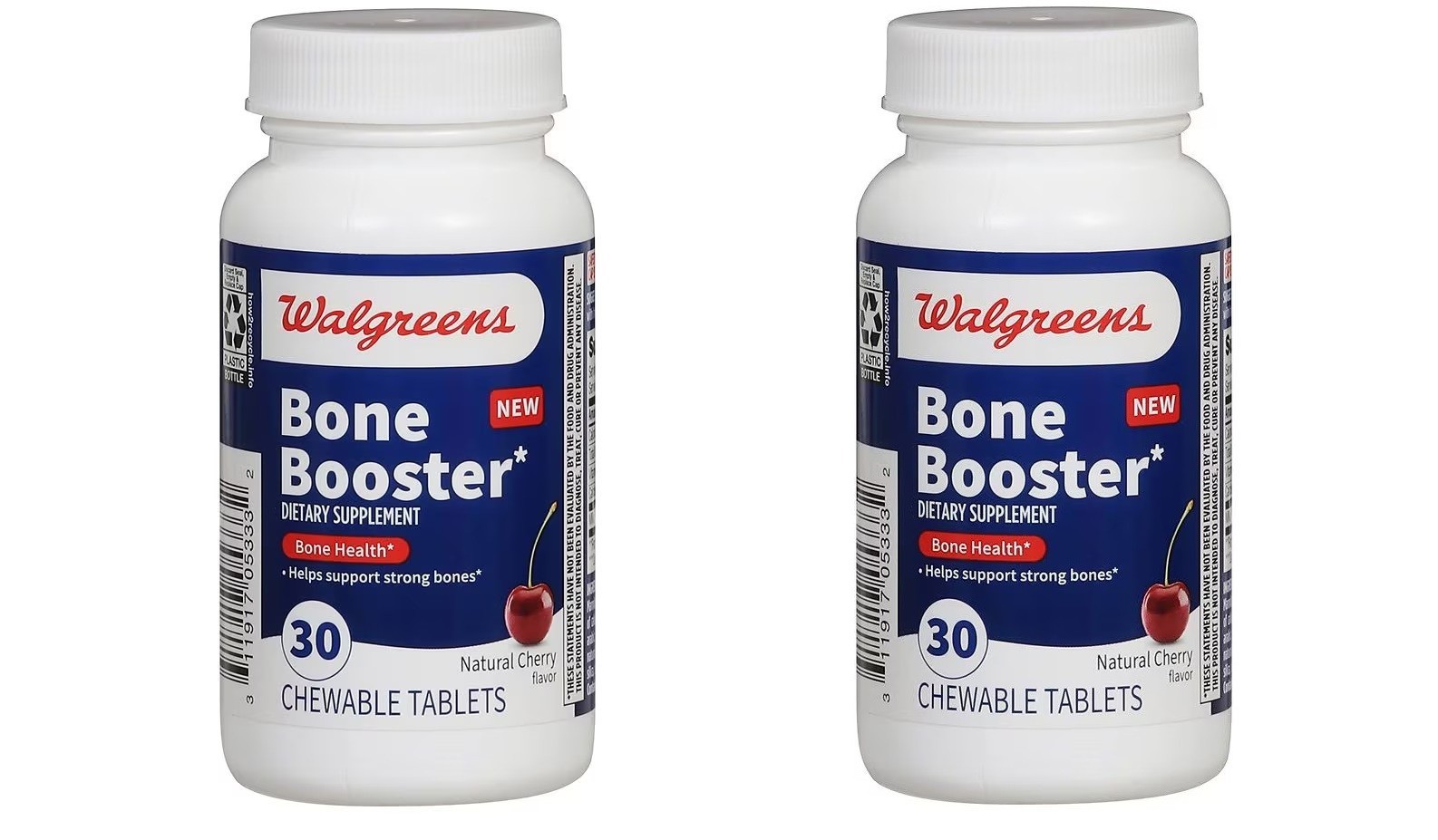 Walgreens Bone Booster Chewable Tablets Cherry, 30.0 ea,(pack of 2)exp 4/26
